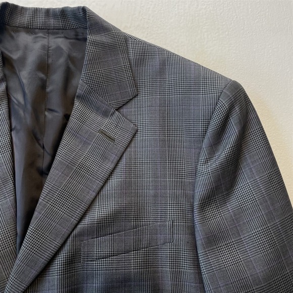 Mens 42L X-Long Gray Glenn Check Dormeuil Amadeus Wool Suit Jacket Sport Coat - Picture 2 of 12